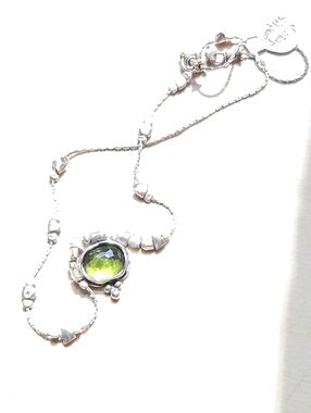 Retired Silpada N 1461 Elegant Silver Necklace with Green Gemstone